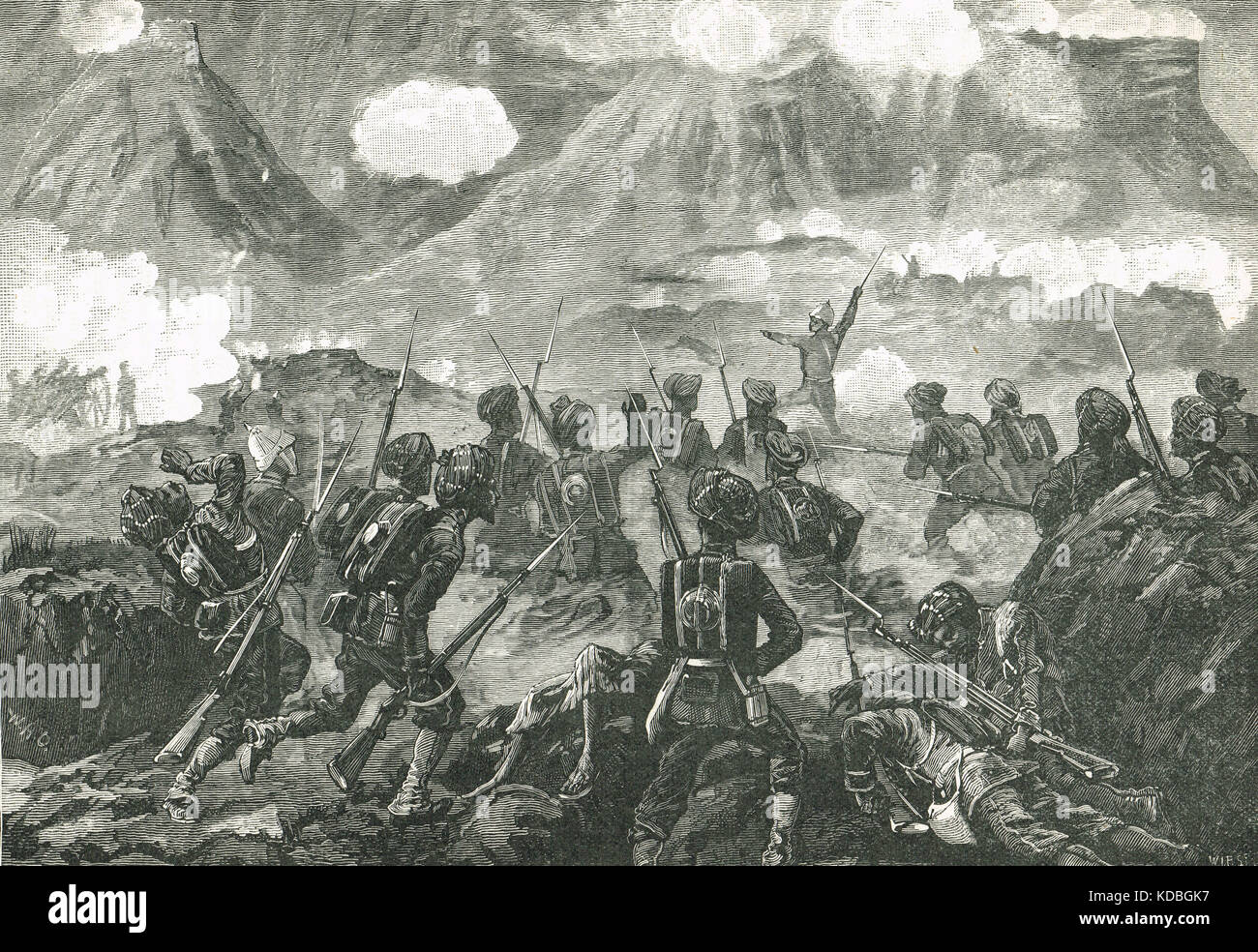 Attack on the fortress of Ali Masjid, 21 November 1878. The opening battle in the Second Anglo-Afghan War Stock Photo