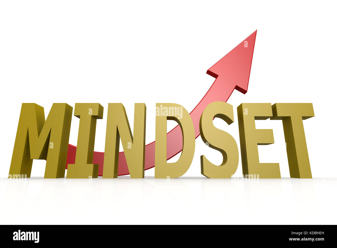 Mindset word with red arrow image with hires rendered artwork that