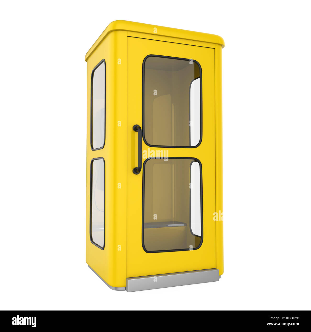 Yellow Telephone Booth Isolated Stock Photo