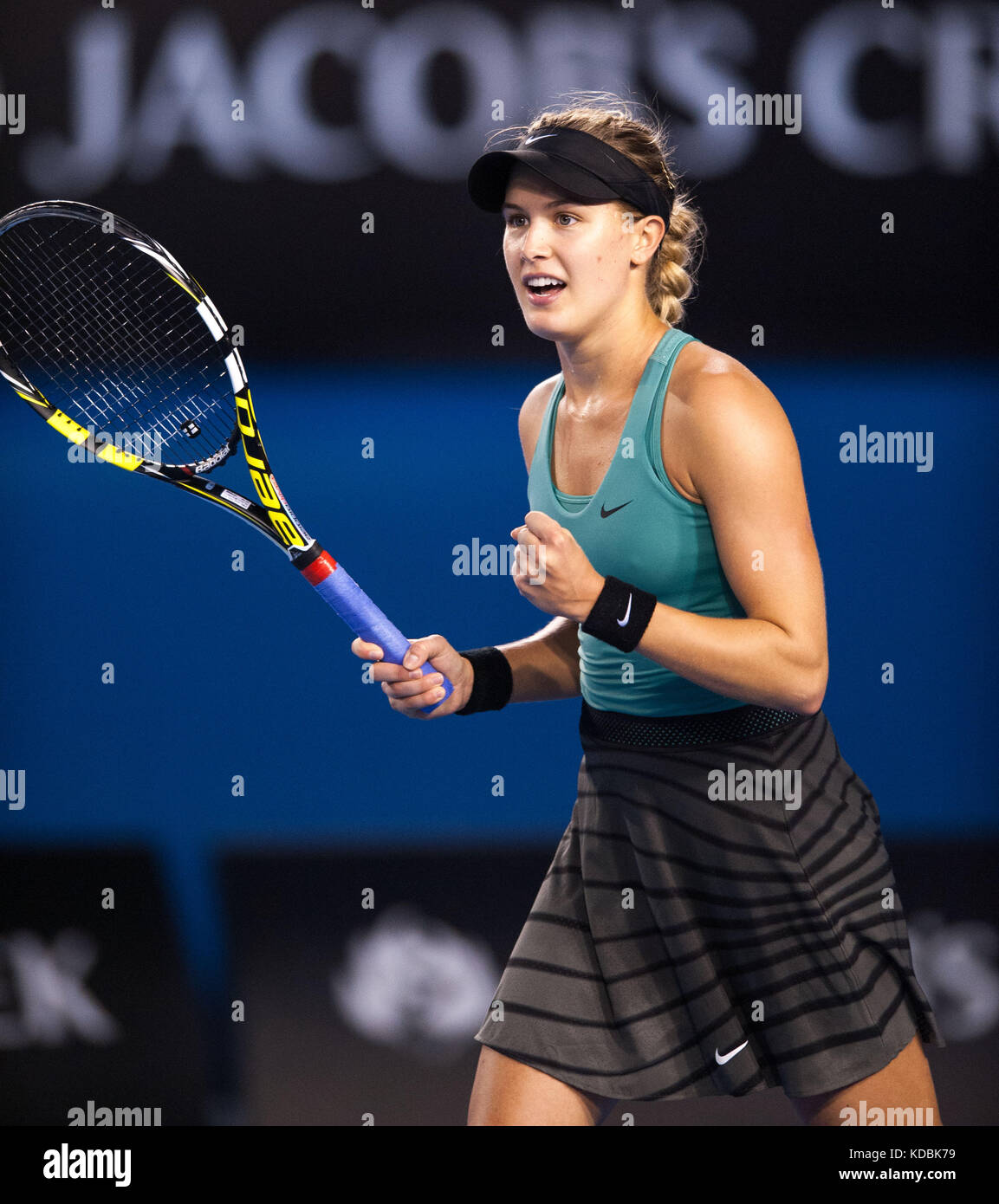 Canadian Eugenie Bouchard (CAN) celebrates her victory after she won ...