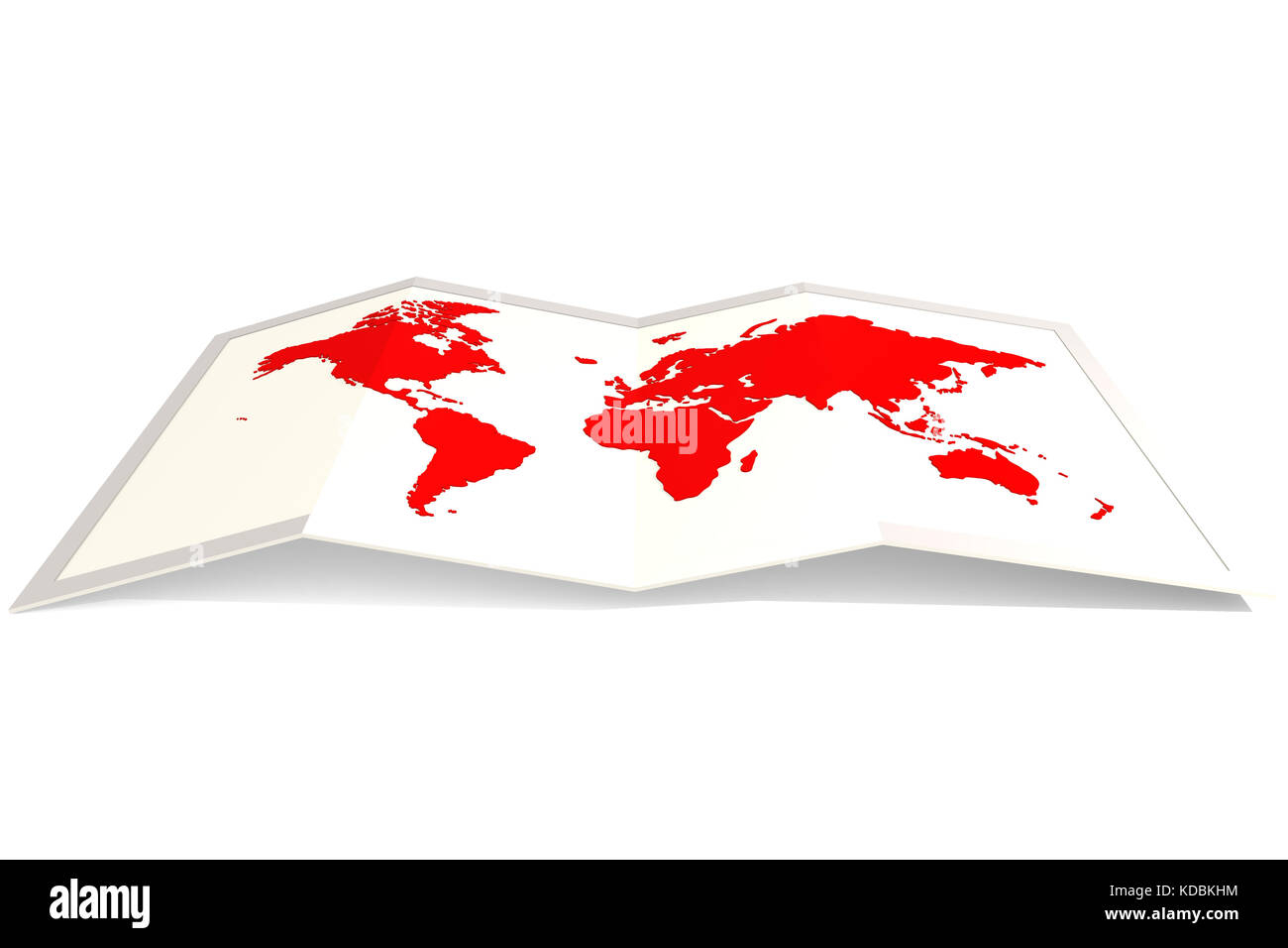 Red world map, isolated on white, 3D rendering Stock Photo - Alamy