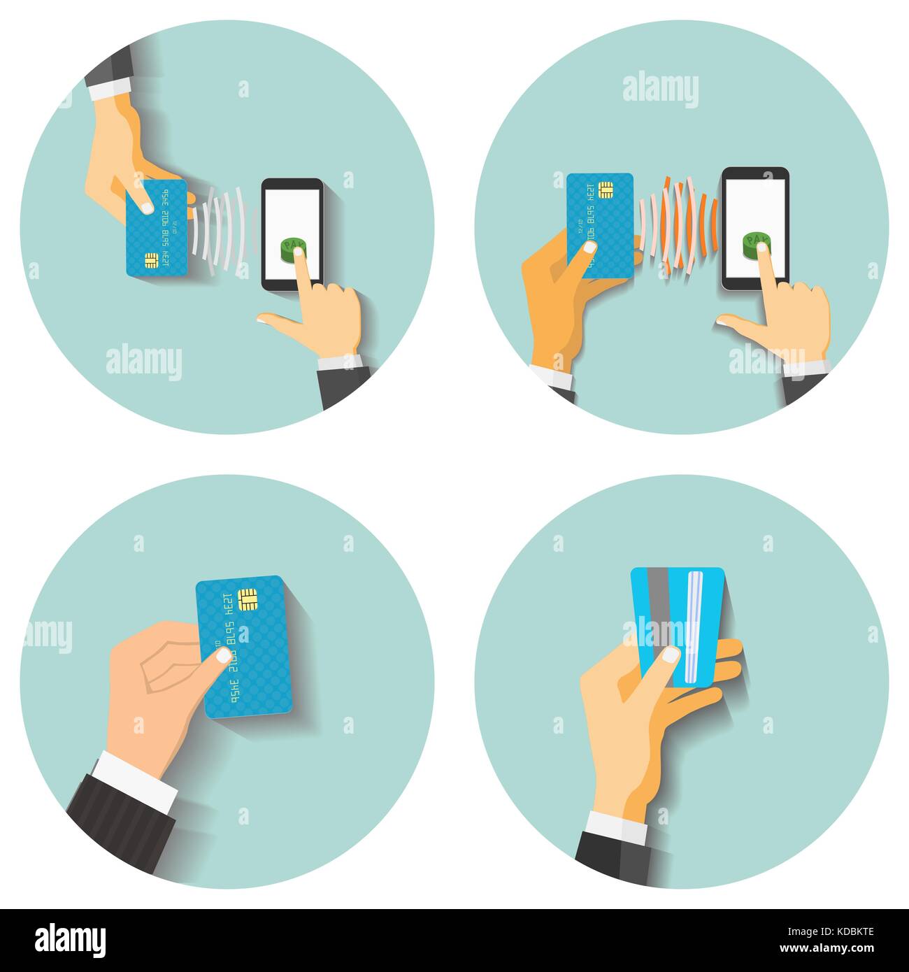 Mobile Card Processing Vector Flat design style vector illustration. Smartphone with processing of ...