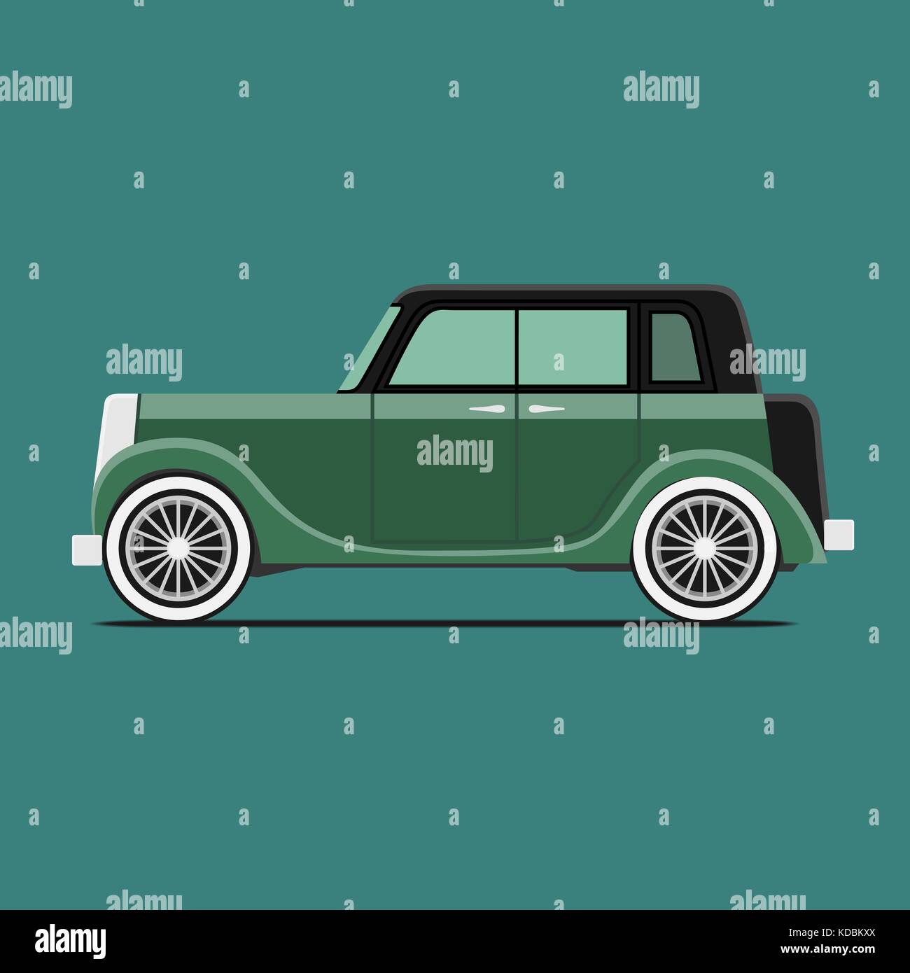 Vintage car. Isolated on green background, Vector illustration Stock ...