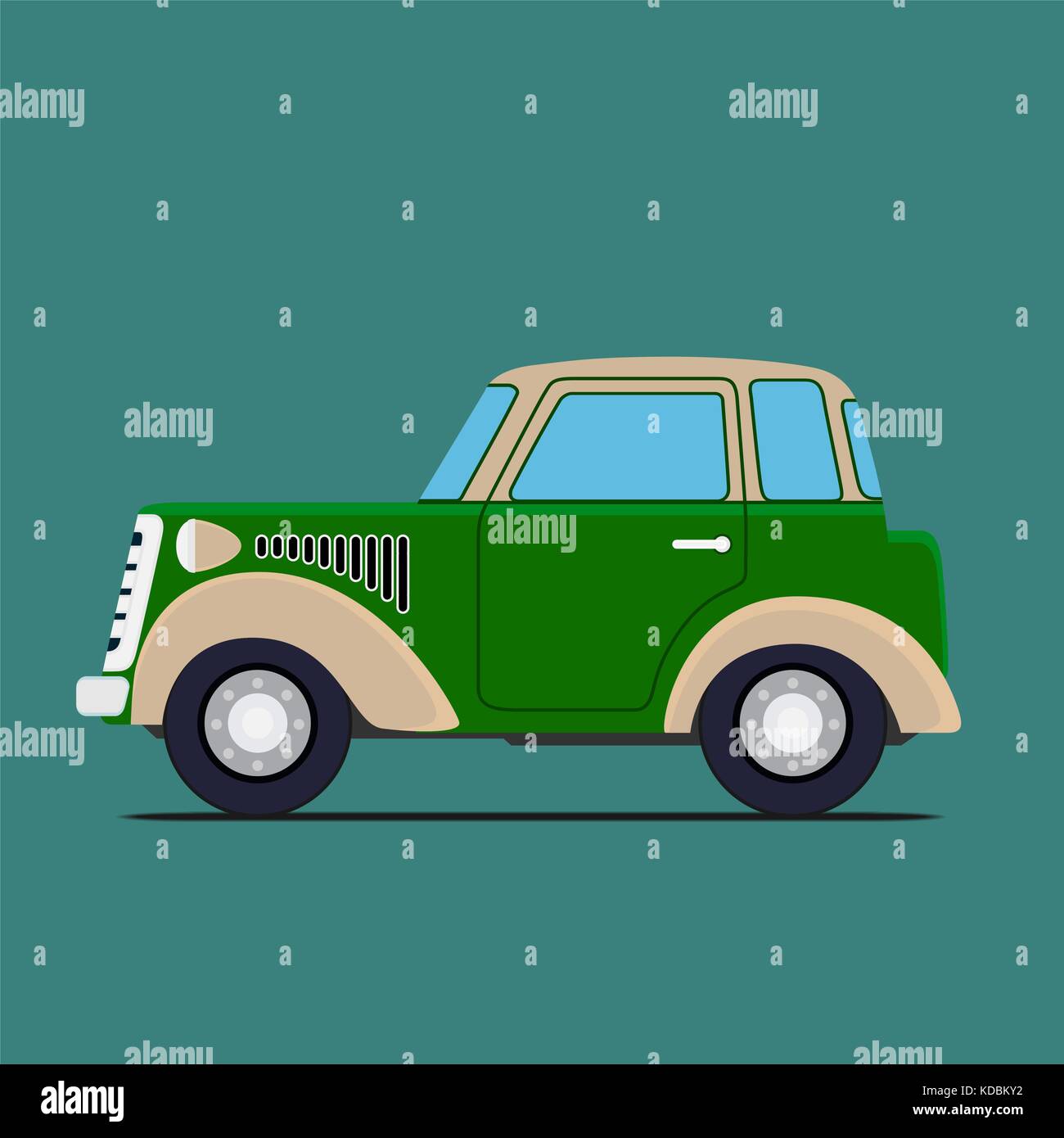 Vintage car. Isolated on green background, Vector illustration Stock ...