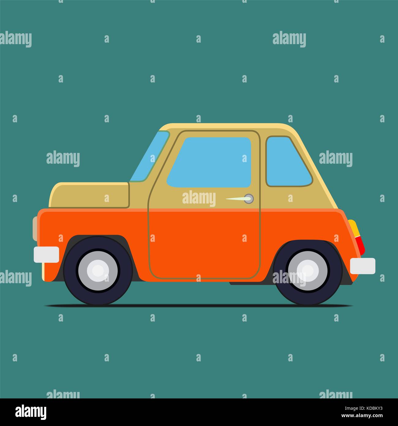 Vintage car. Isolated on green background, Vector illustration Stock ...