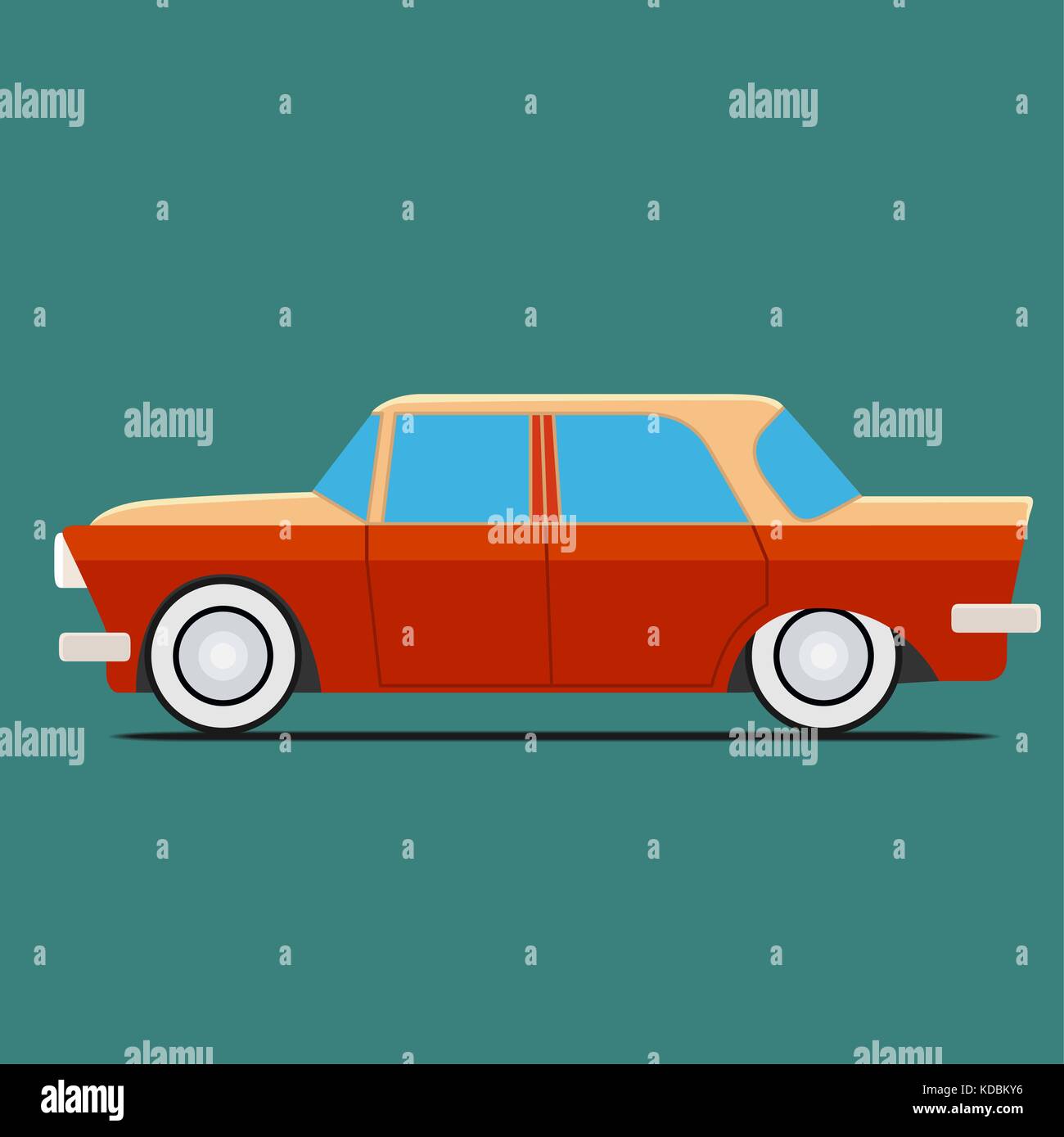 Vintage car. Isolated on green background, Vector illustration Stock ...