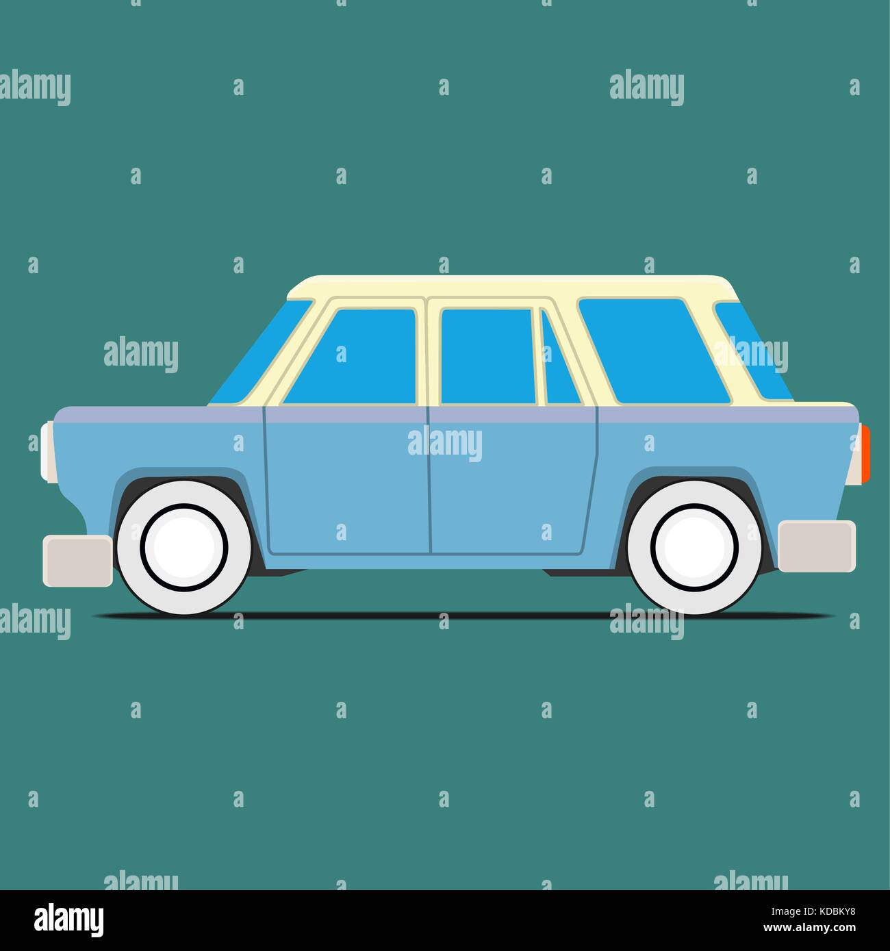 Vintage car. Isolated on green background, Vector illustration Stock ...