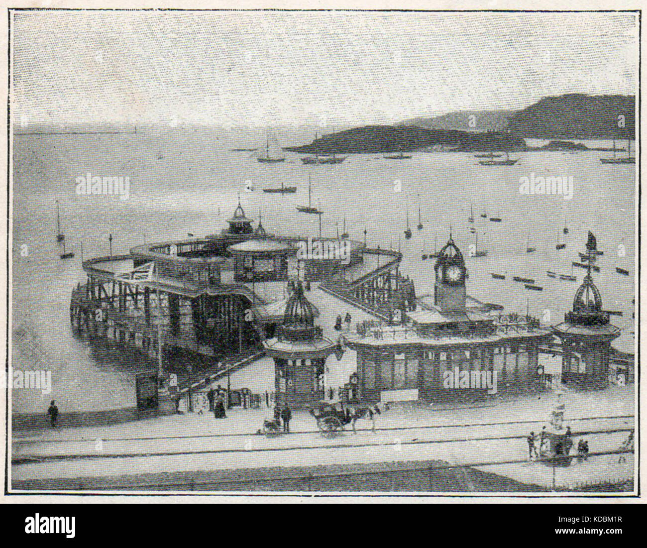 1914 Plymouth, England - Plymouth  Pier and breakwater once used by the Plymouth Piers Pavilion and Saltash Three Towns Steamship Company Stock Photo