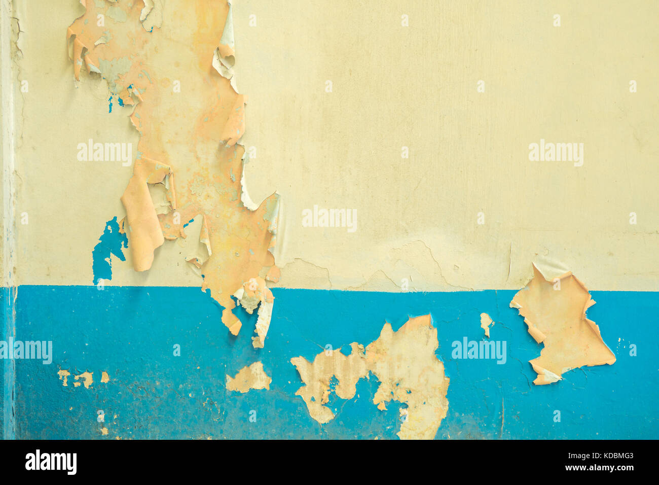 Old white and blue peeling paint cement walls Stock Photo Alamy