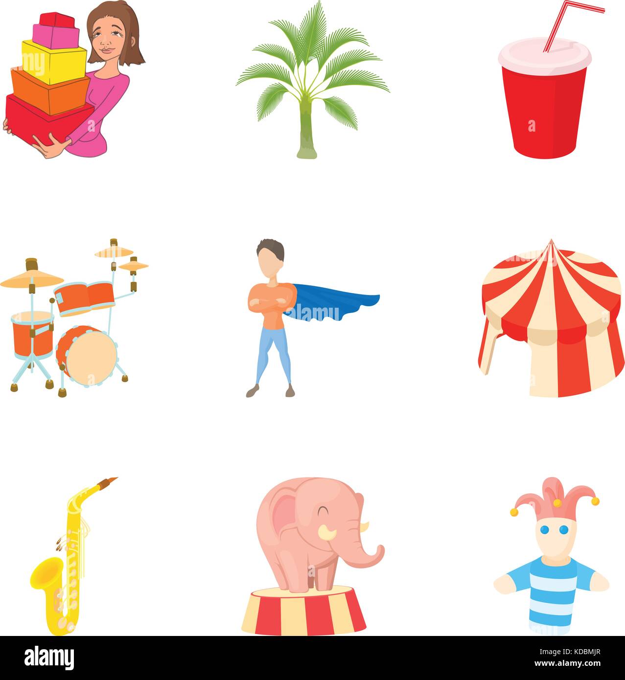 Fascinating icons set, cartoon style Stock Vector Image & Art - Alamy