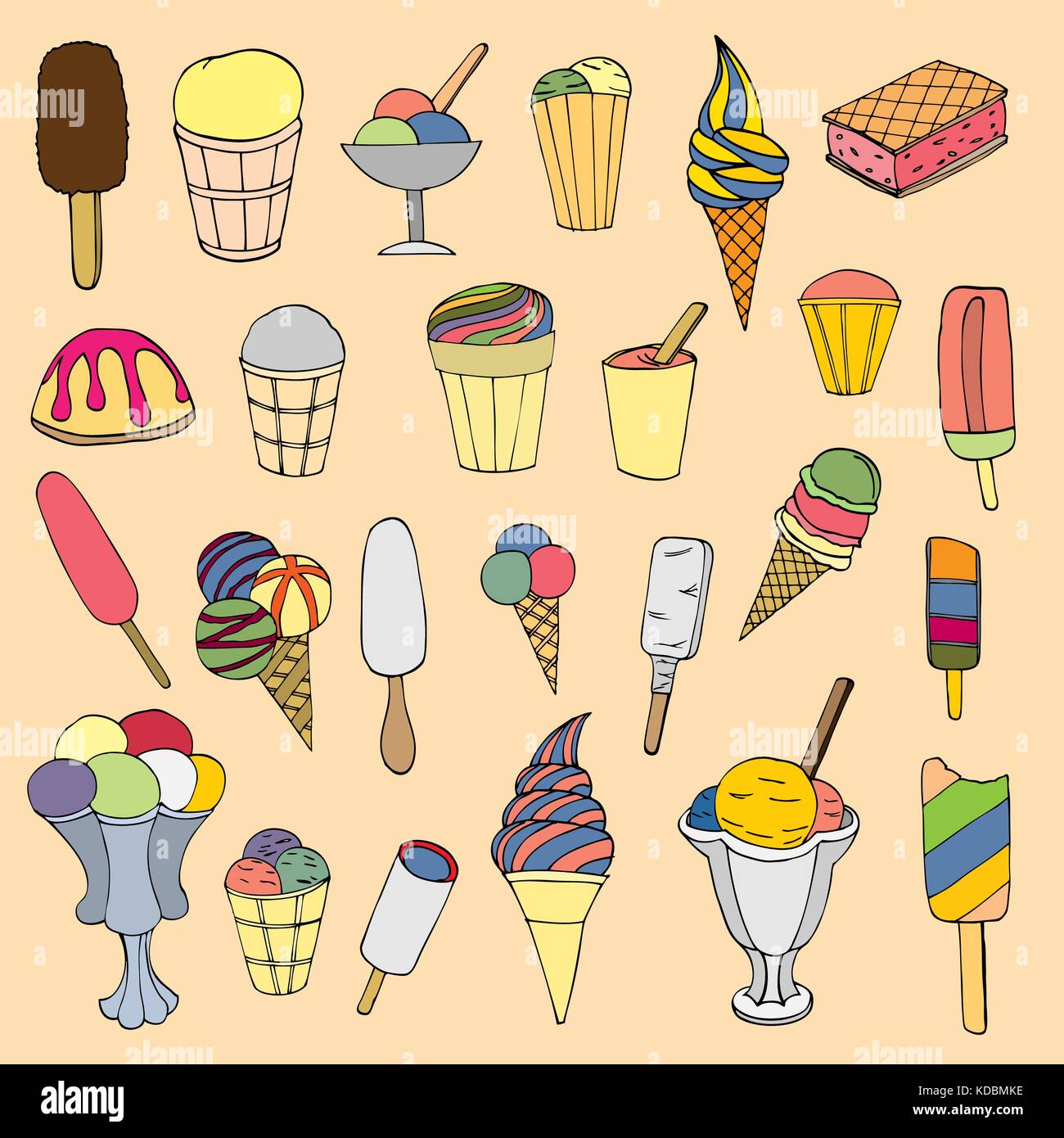 Seamless pattern with ice cream. Vector illustration Stock Vector Image ...