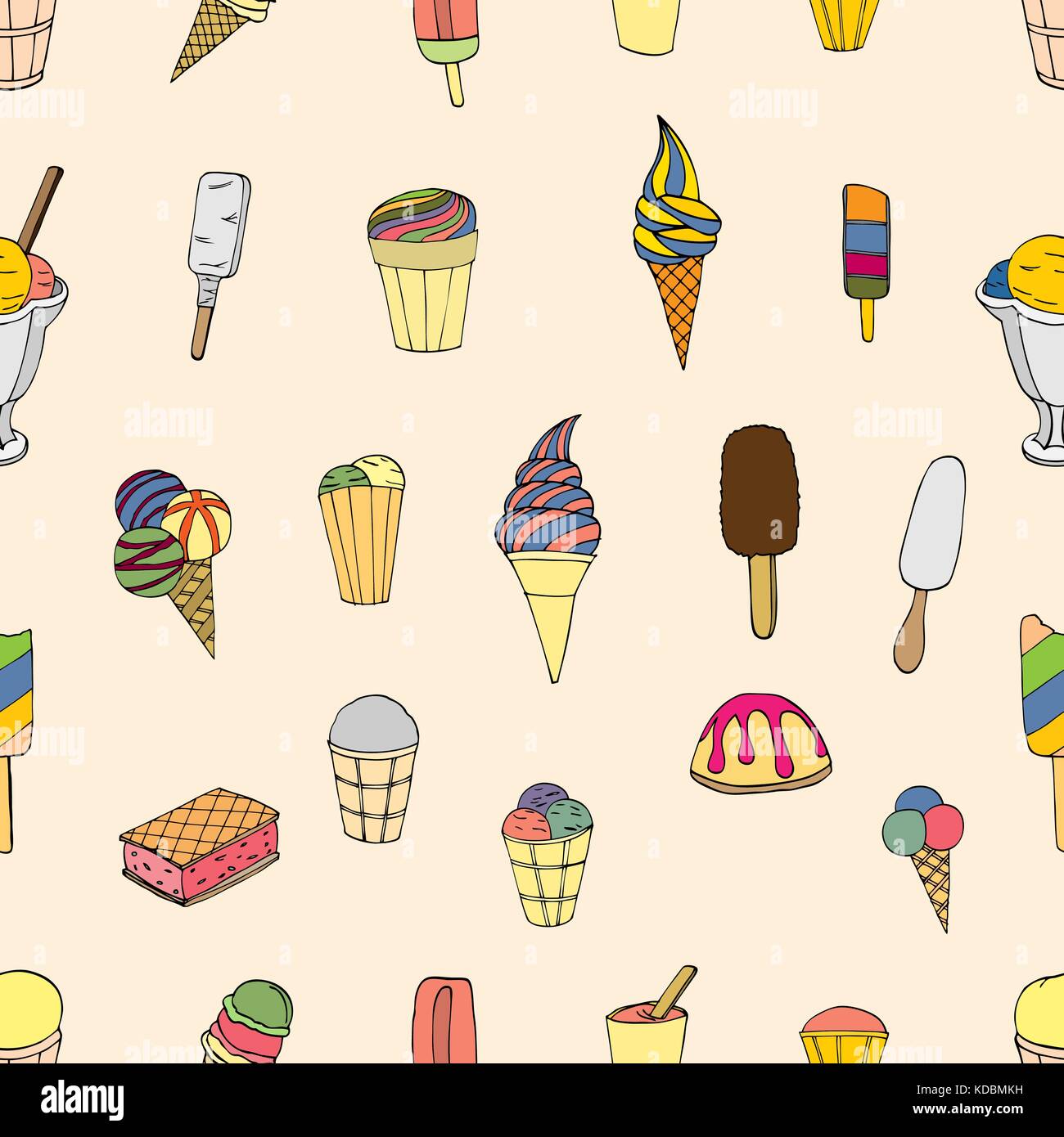 Seamless pattern with ice cream. Vector illustration Stock Vector Image ...
