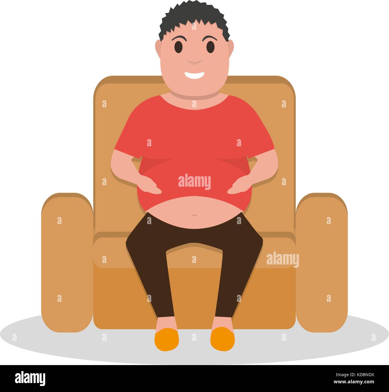 Vector cartoon fat man sitting in a armchair Stock Vector