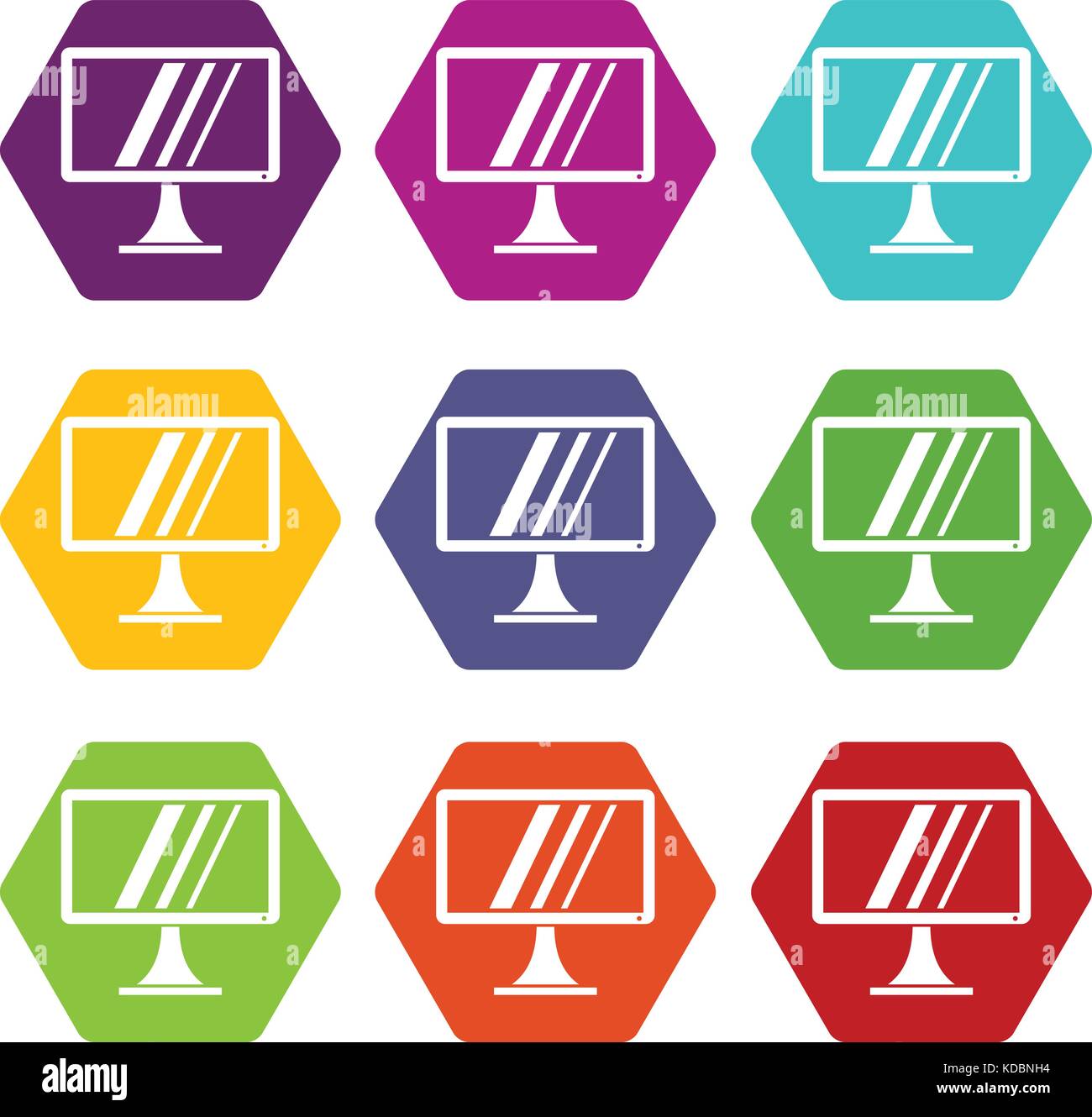 Computer monitor icon set color hexahedron Stock Vector Image & Art - Alamy