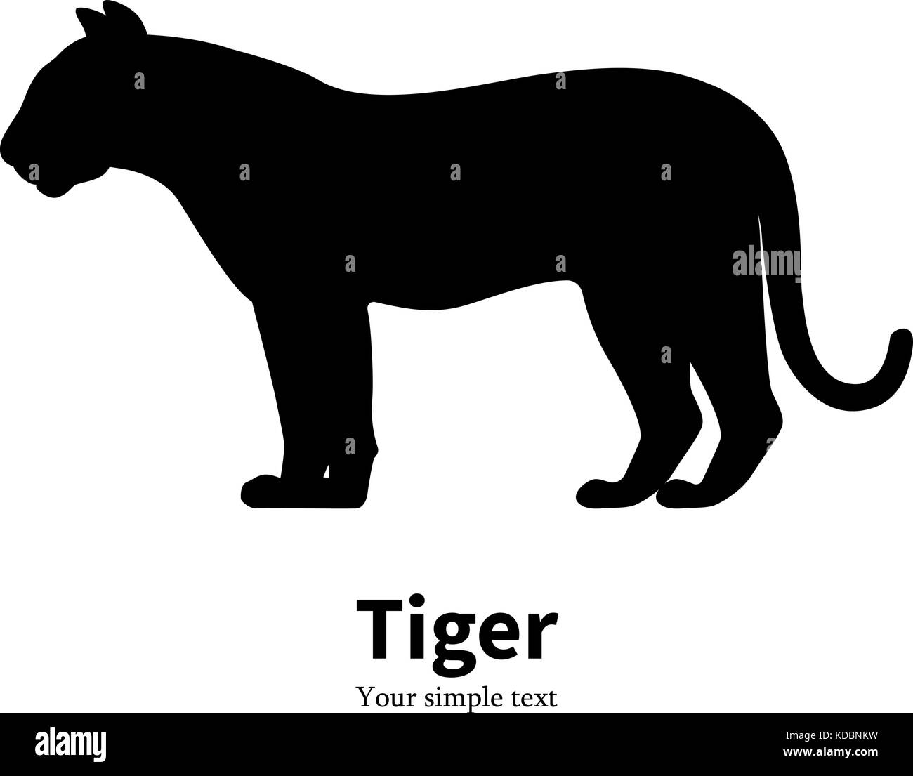Vector illustration of black silhouette of a tiger Stock Vector