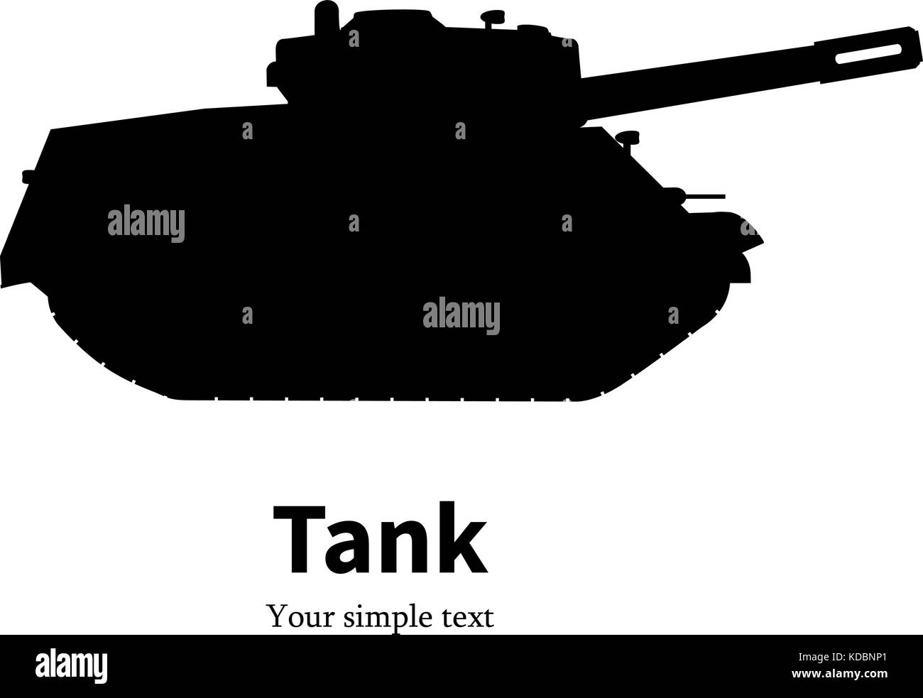 Vector illustration of black silhouette of a tank Stock Vector