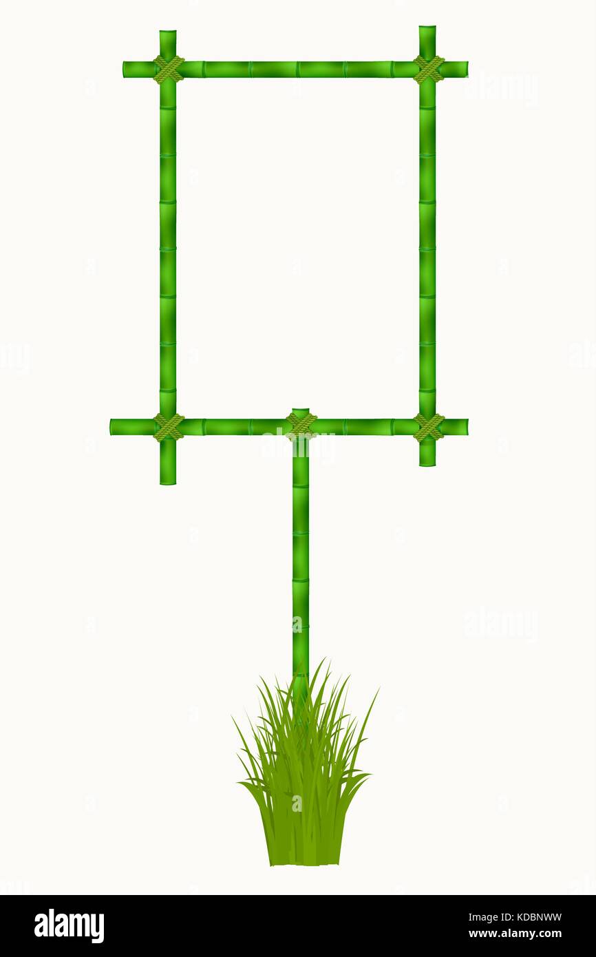 Wooden frame of old bamboo sticks. Vector illustration Stock Vector