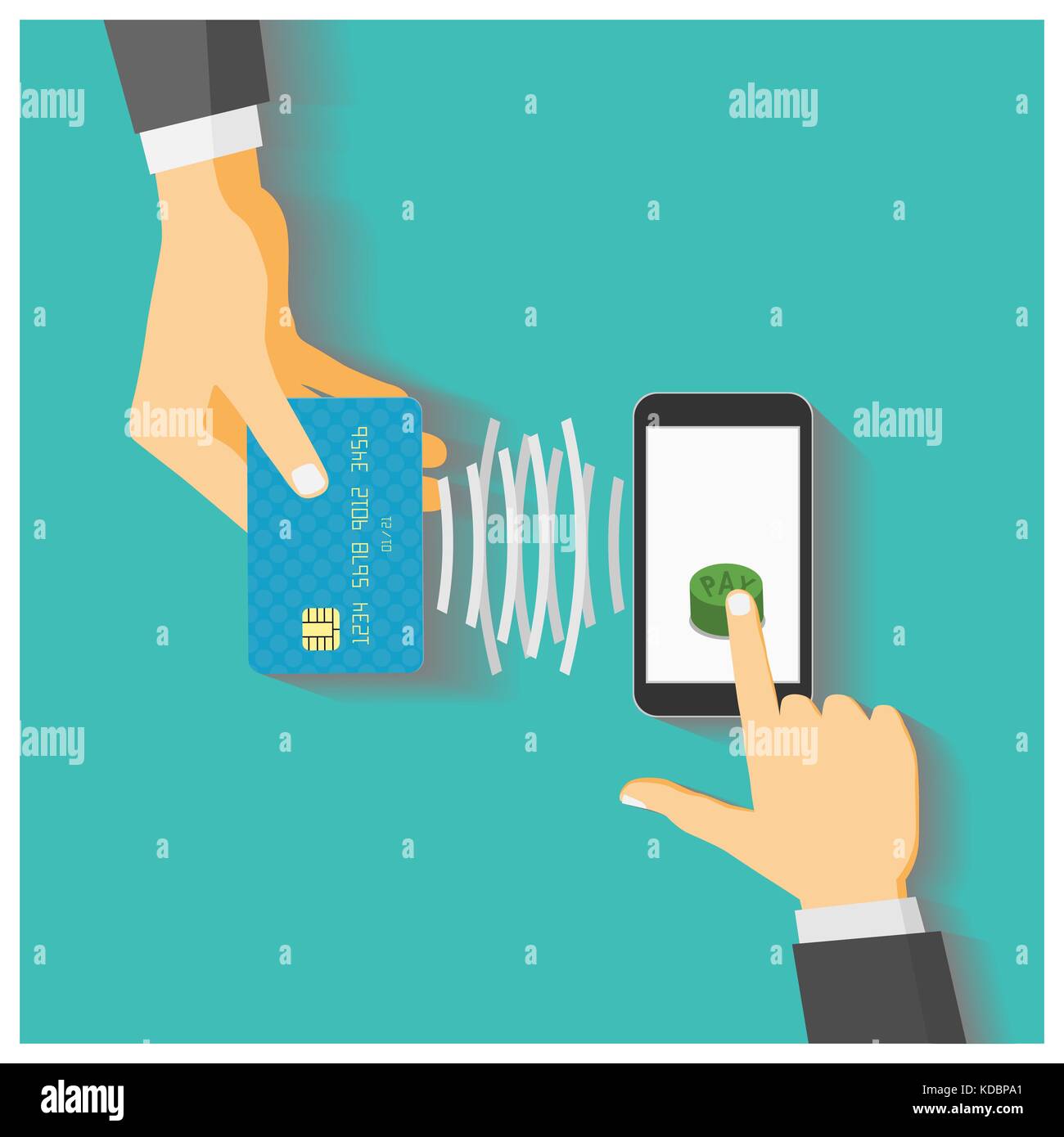 Mobile Card Processing Vector Flat design style vector illustration. Smartphone with processing of ...