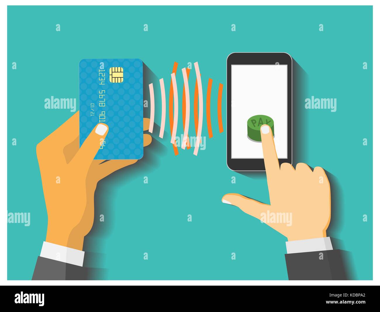 Mobile Card Processing Vector Flat design style vector illustration. Smartphone with processing of ...