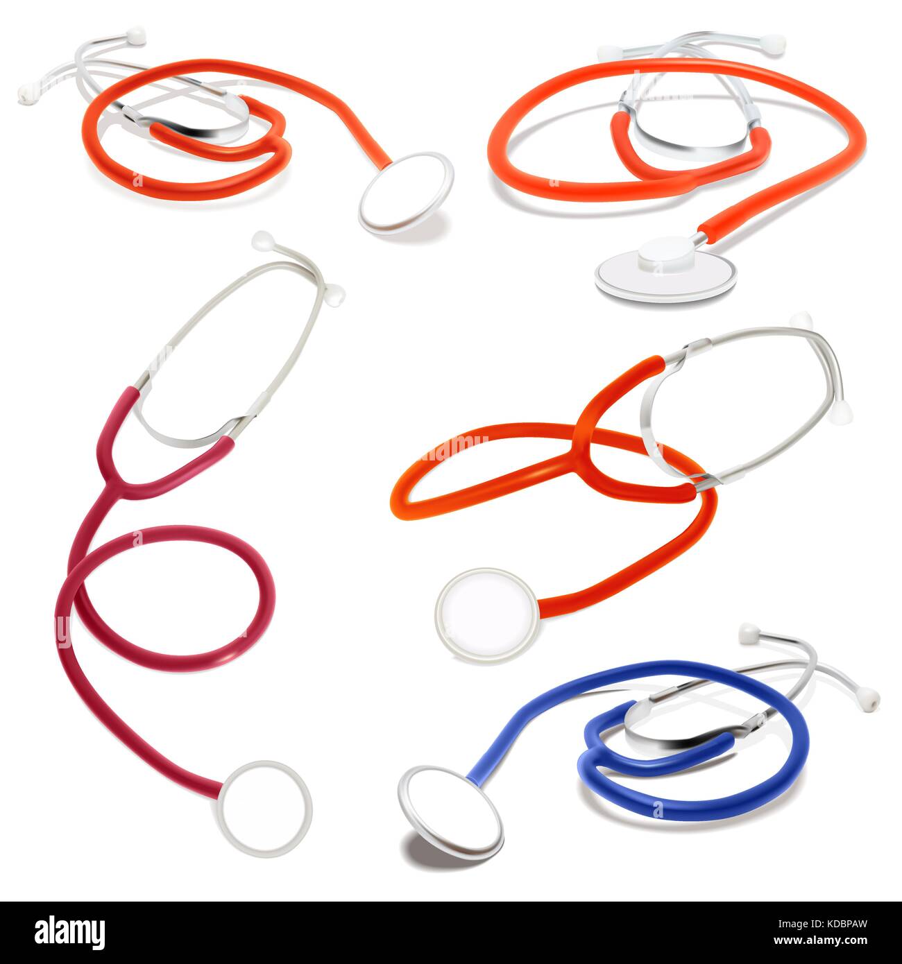 Set of Stethoscope. Vector illustration. Isolated on white Stock Vector