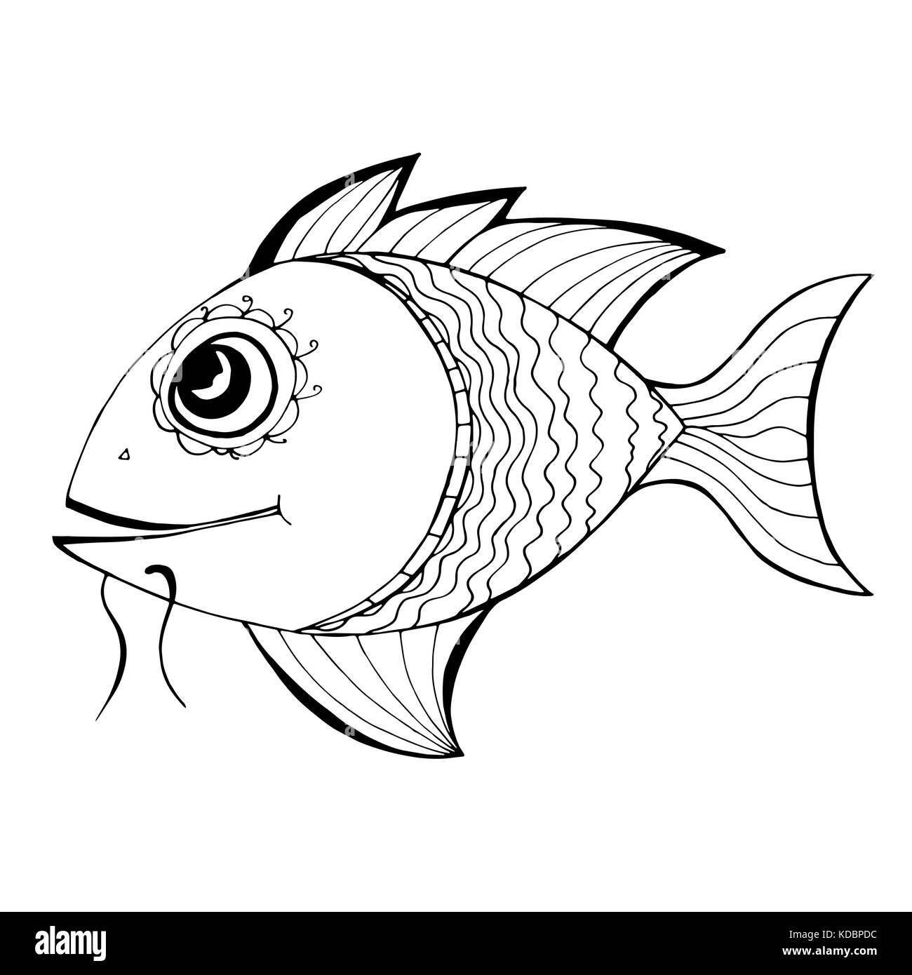 Fish. Hand Drawn doodle vector illustration isolated on white ...