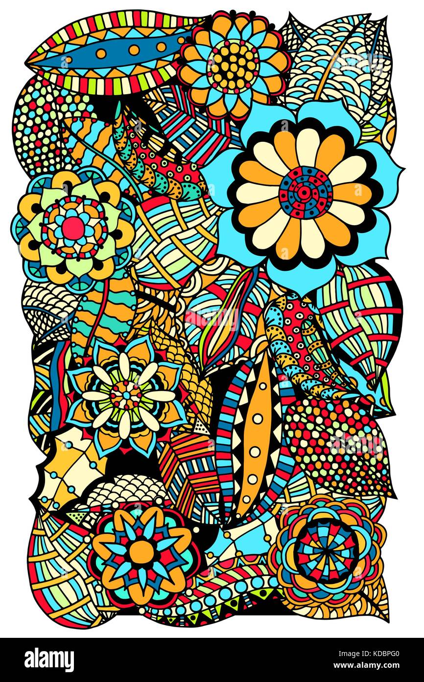 Ethnic colored floral zentangle, doodle background pattern circle in  vector. Henna paisley mehndi doodles design tribal design element Stock  Vector Image & Art - Alamy