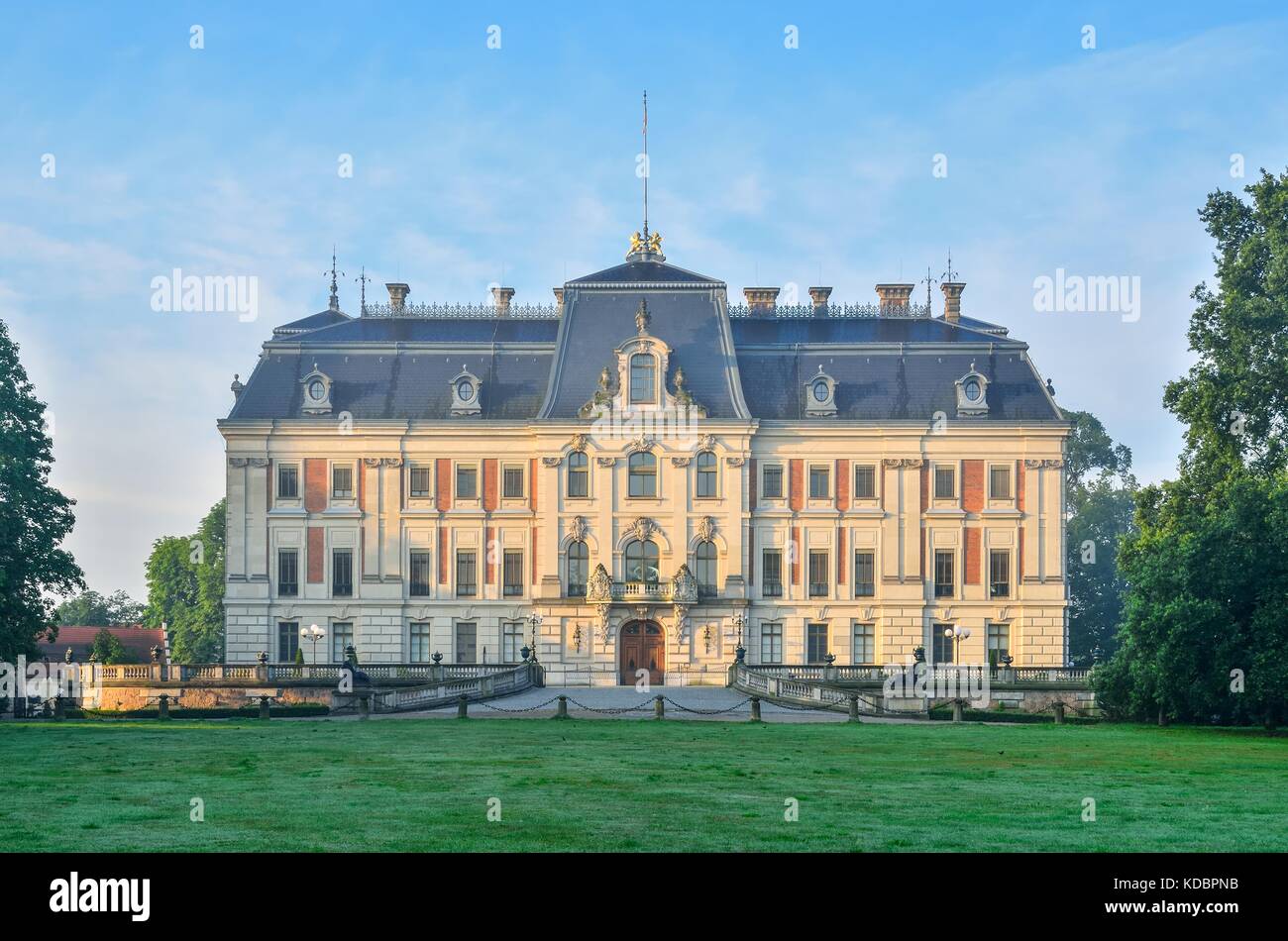 Castle in Pszczyna town in Poland. Beautiful antique neo baroque castle. Stock Photo