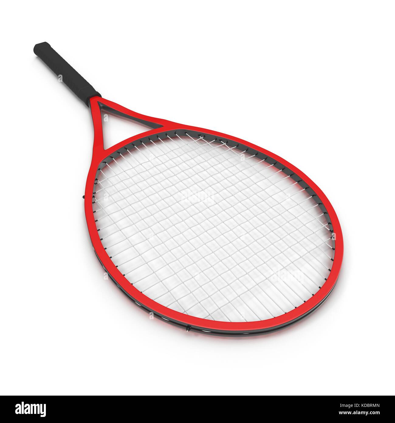 Red tennis racket isolated white background Stock Photo