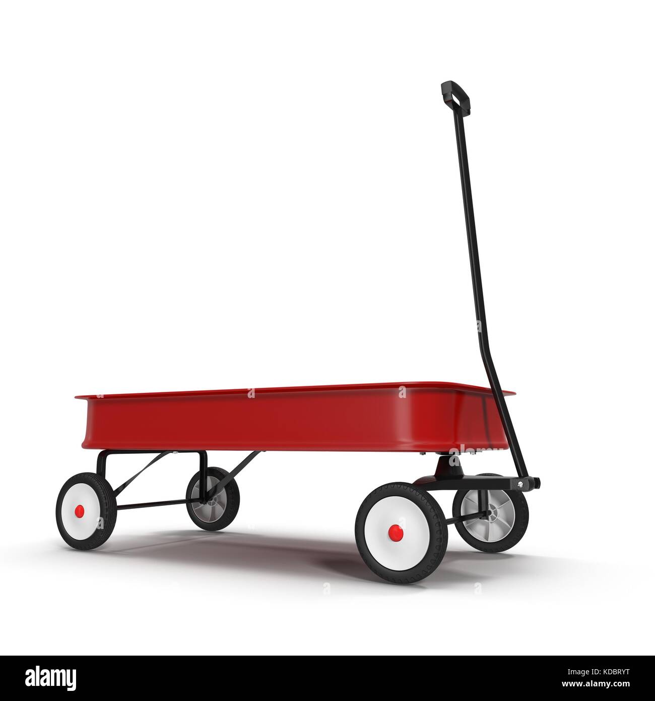Childs red wagon on white background Stock Photo Alamy