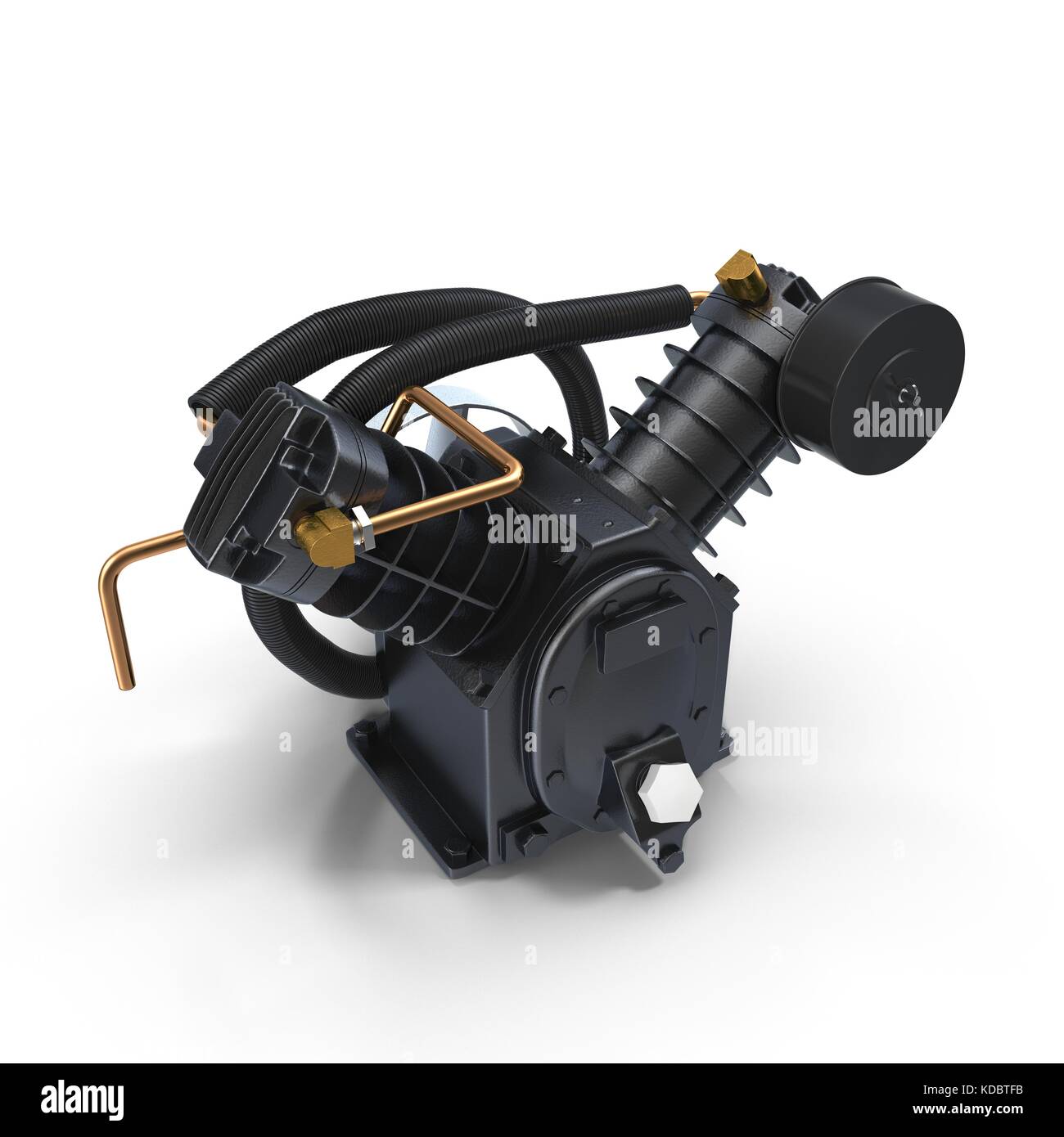 Twin Cylinder Air Compressor Pump on white Stock Photo