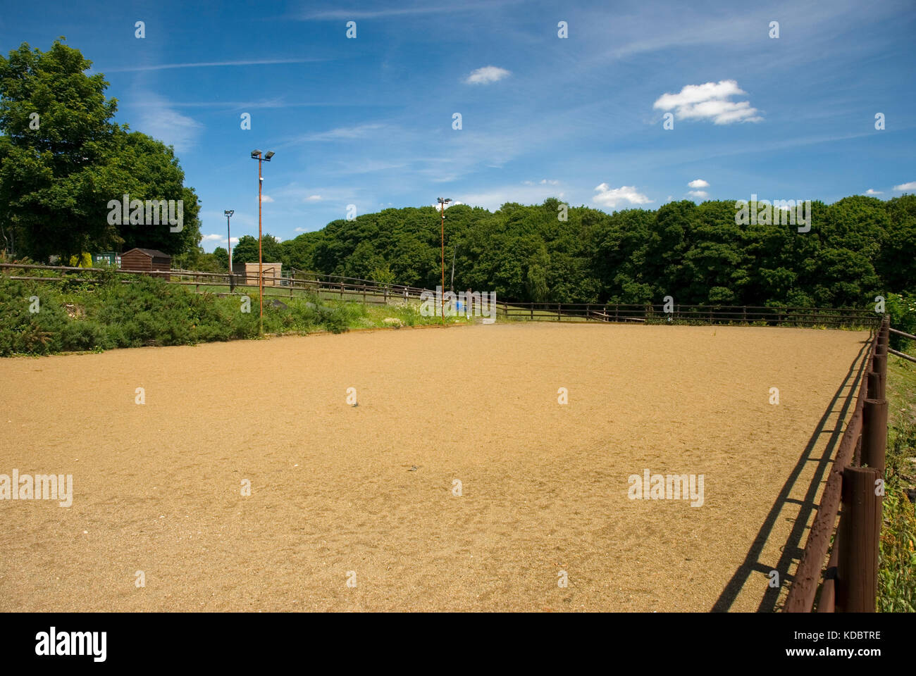 Horse Manege in sunshine and blue sky Stock Photo