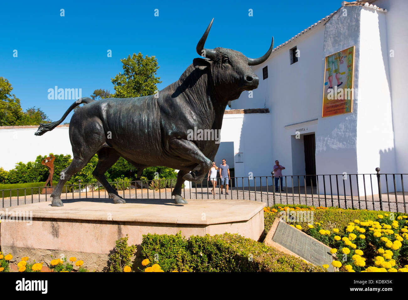 Sculpture of a bull, Real Maestranza de Caballeria, Plaza de Toros. Bullring Ronda. Málaga province Costa del Sol, Andalusia. Southern Spain Europe Stock Photo