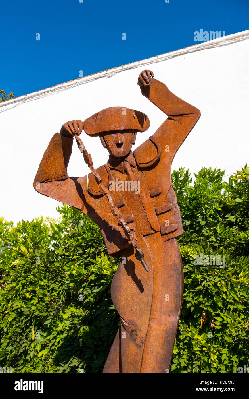 Sculpture of a banderillero, Real Maestranza de Caballeria, Plaza de Toros. Bullring Ronda. Málaga province Costa del Sol, Andalusia. Southern Spain E Stock Photo