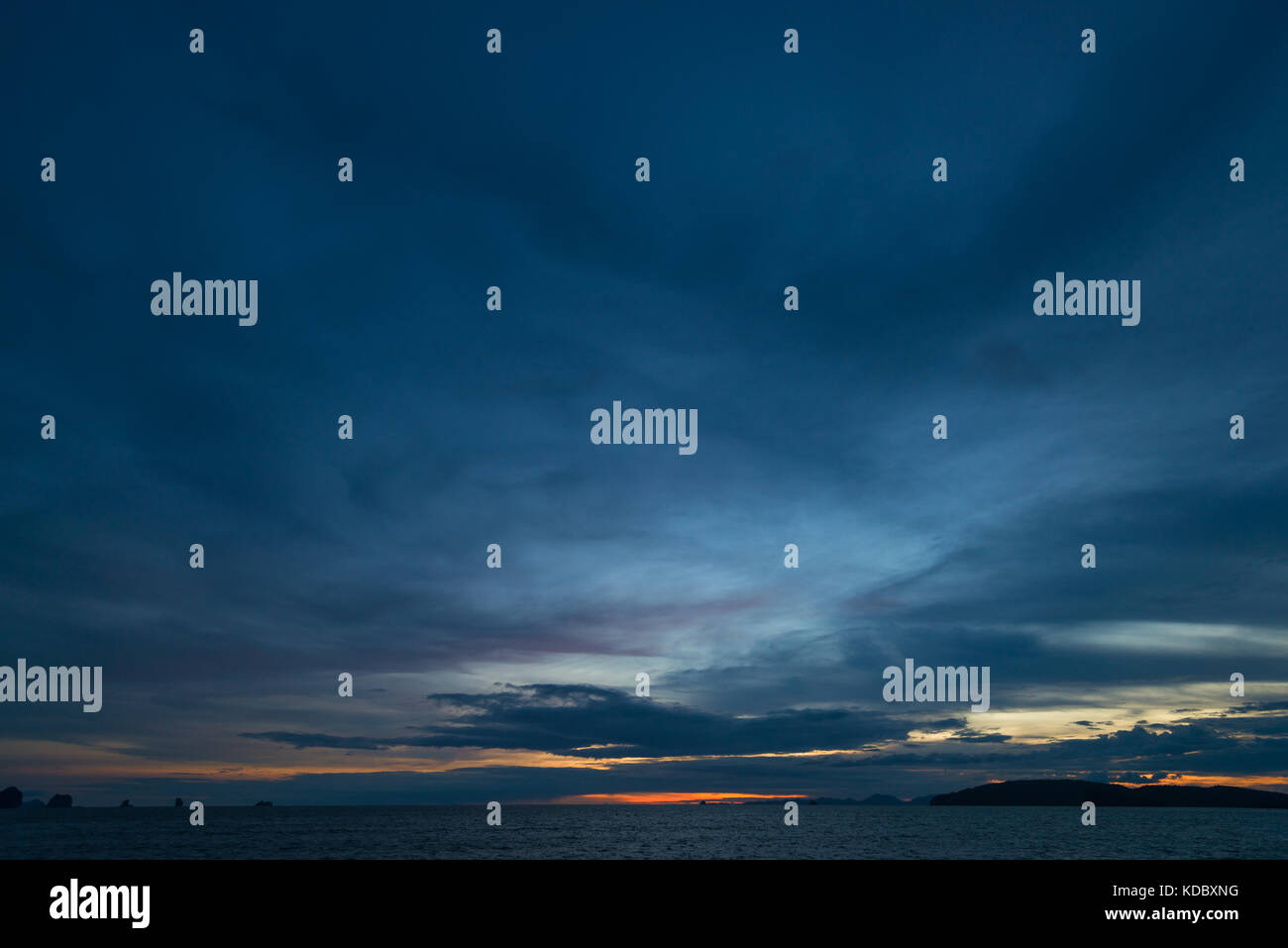 Gloomy Dark Blue Landscape View Of The Sea After Sunset In Thailand gloomy-dark-blue-landscape-view-of-the-sea-after-sunset-in-thailand