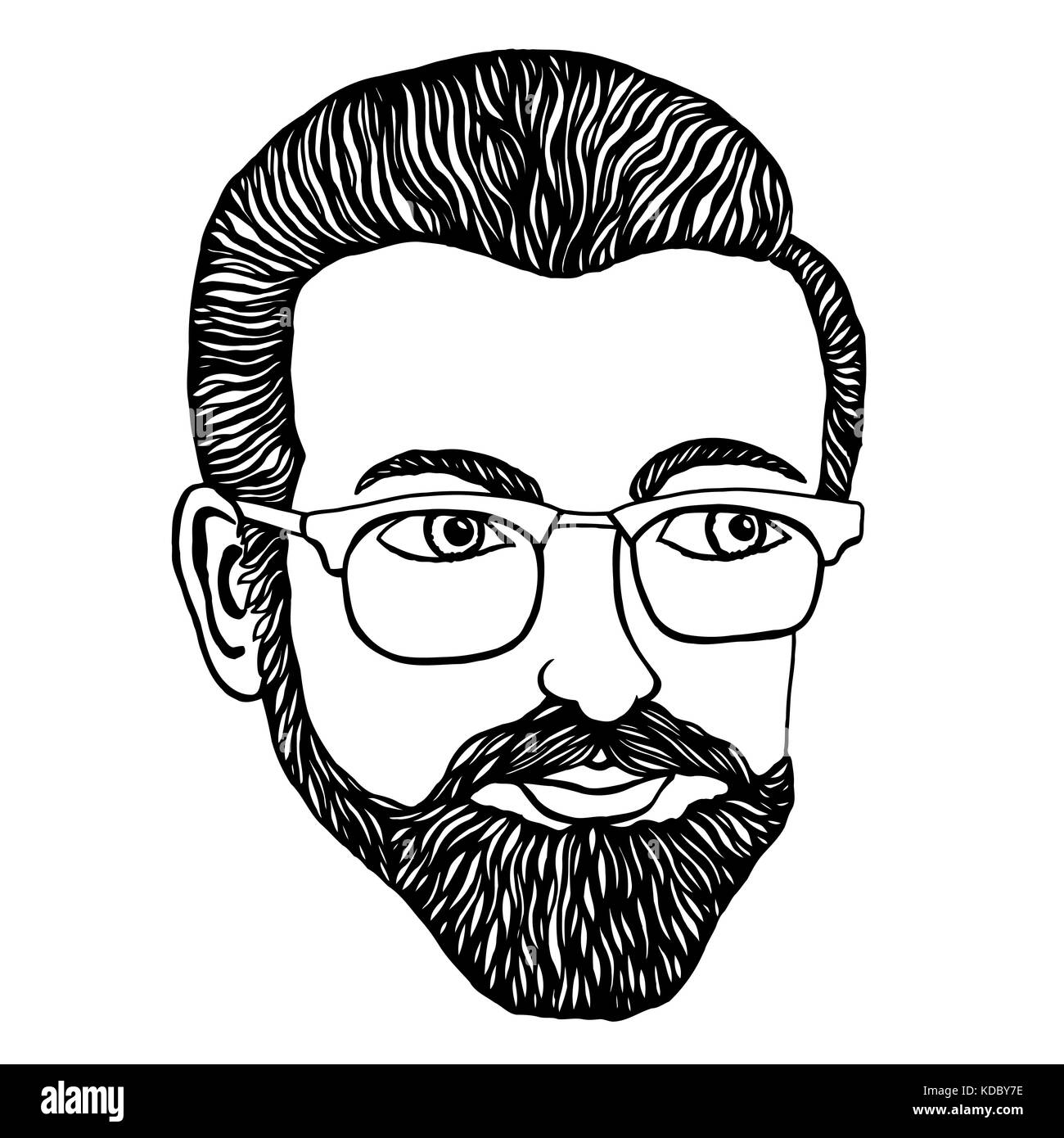Male hipster. Hand-drawn beautiful young man patterned with ethnic doodle pattern. Stock Vector