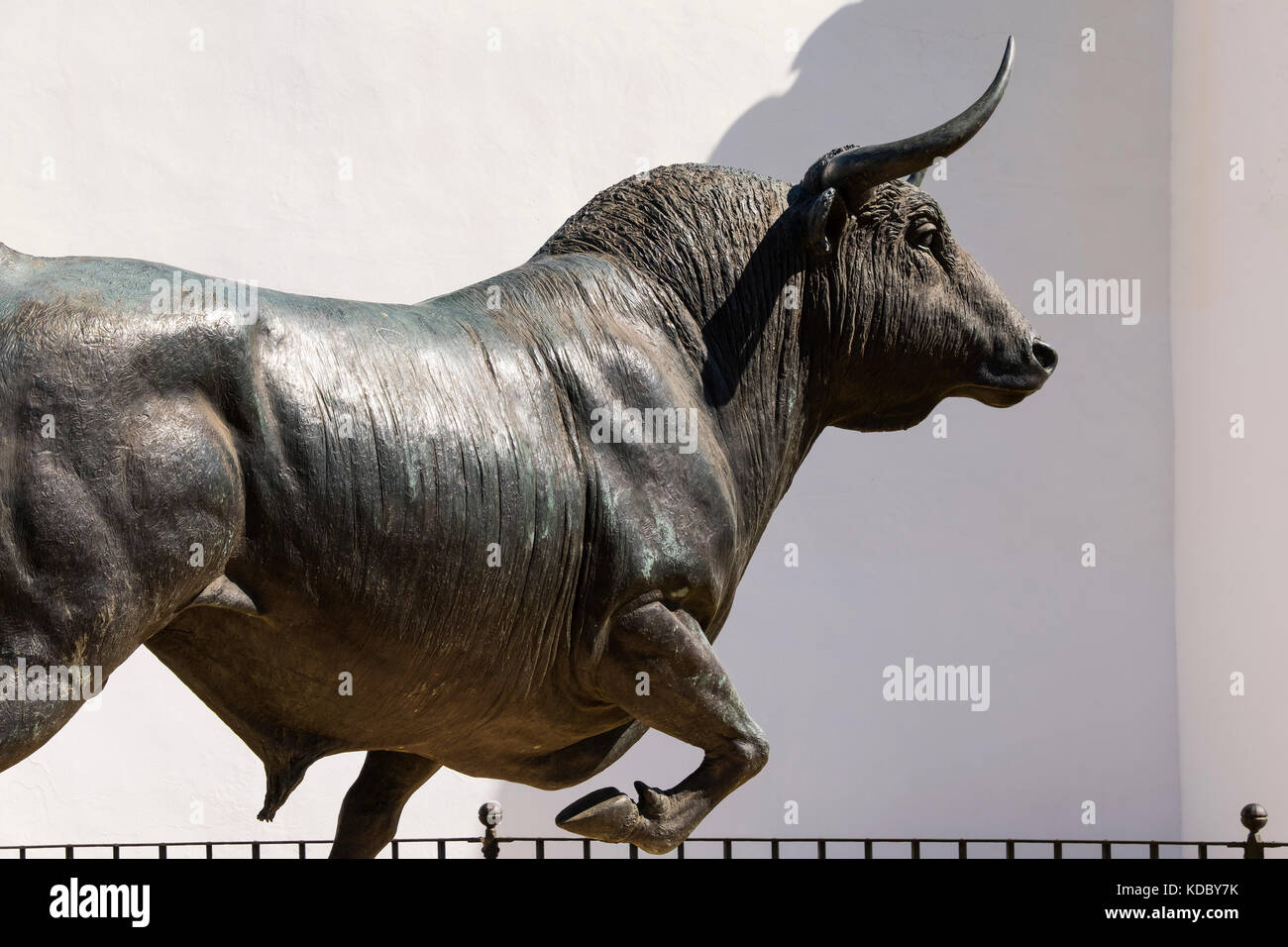 Sculpture of a bull, Real Maestranza de Caballeria, Plaza de Toros. Bullring Ronda. Málaga province Costa del Sol, Andalusia. Southern Spain Europe Stock Photo