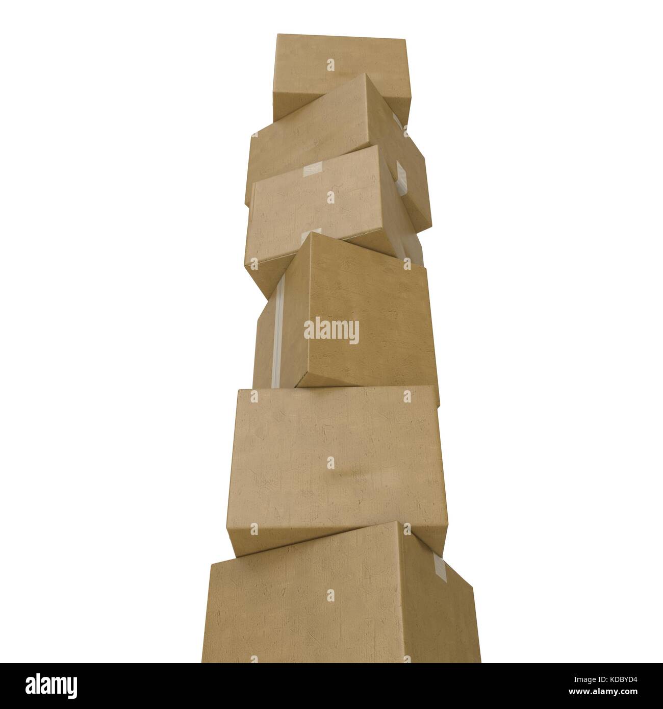 Stacks of cardboard boxes isolated on white Stock Photo - Alamy