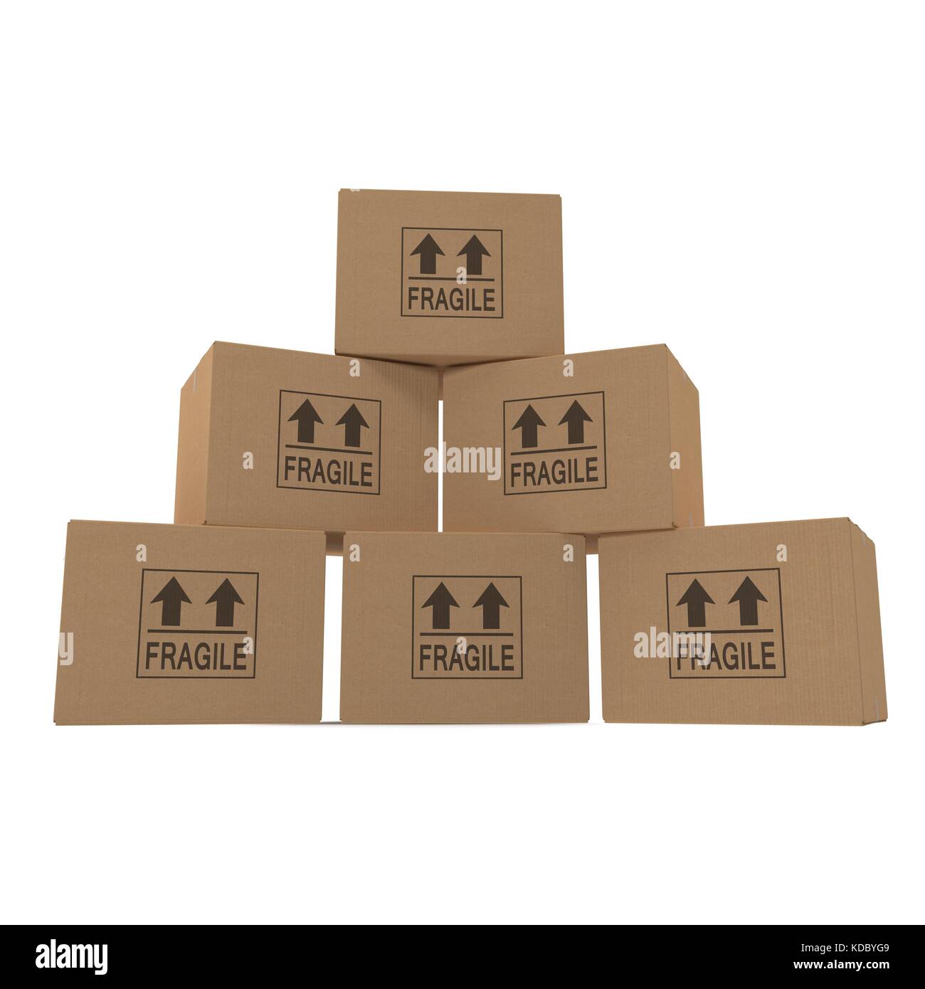 Stacks of cardboard boxes isolated on white Stock Photo - Alamy