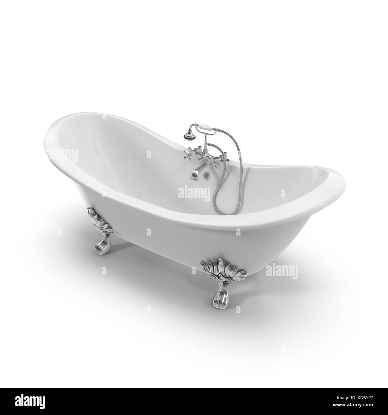 Luxury Vintage Double Slipper Clawfoot Bath on white Stock Photo