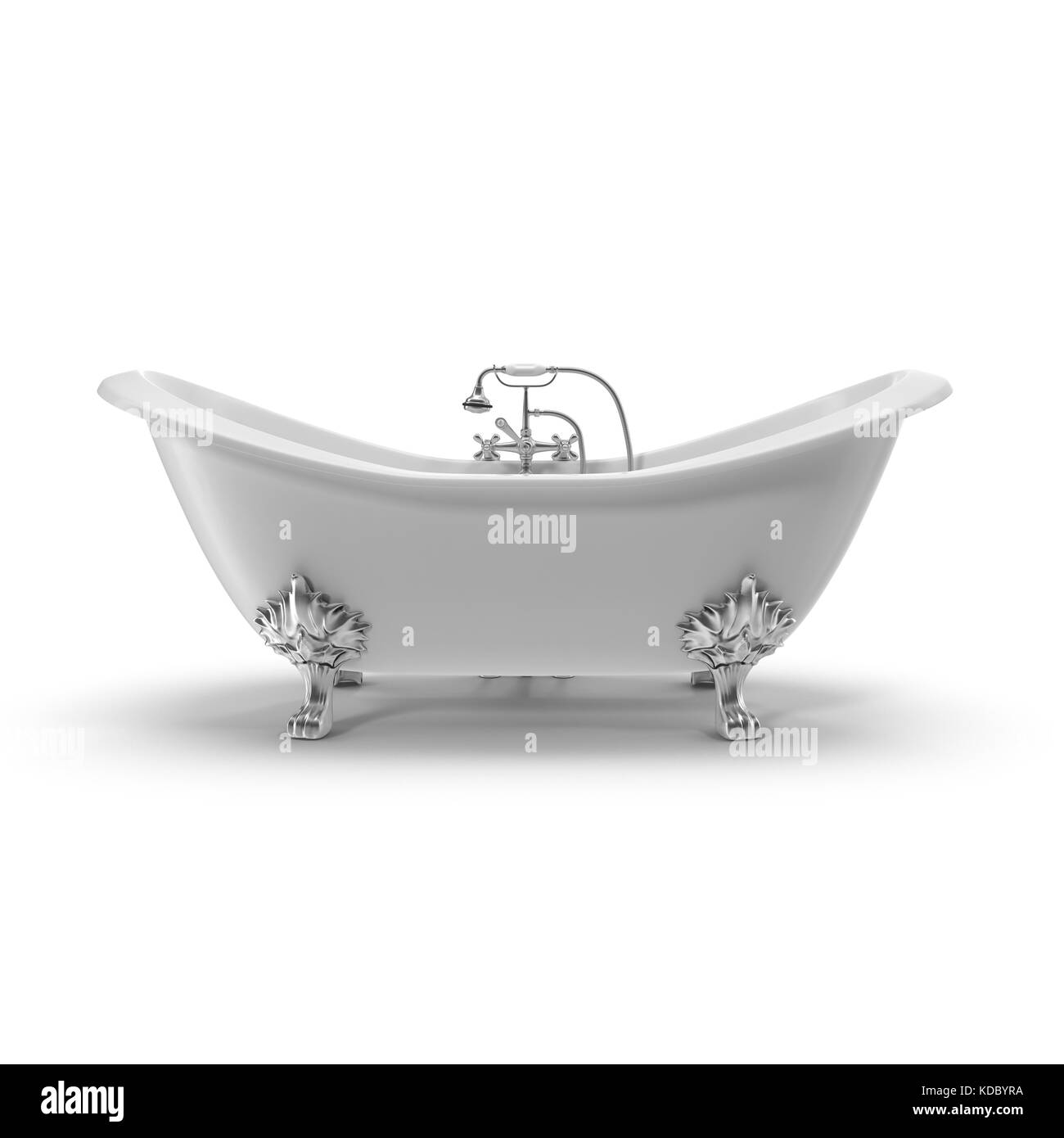 Luxury Vintage Double Slipper Clawfoot Bath on white Stock Photo