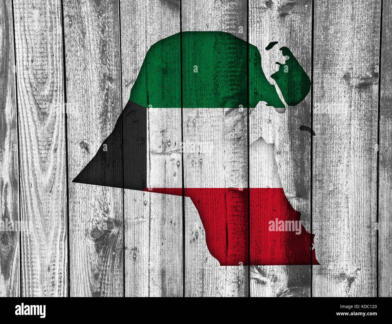 Map and flag of Kuwait on weathered wood Stock Photo - Alamy