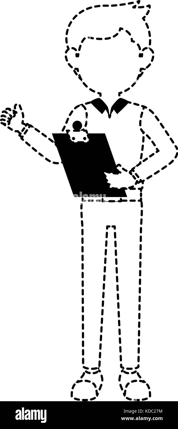 delivery worker with clipboard avatar character vector illustration ...
