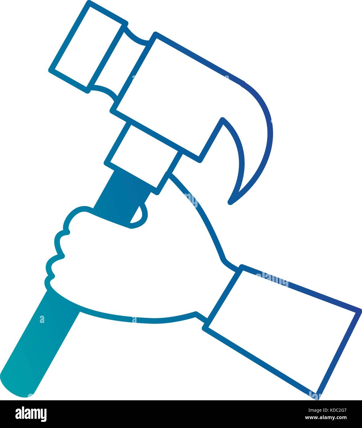 hand with hammer tool isolated icon vector illustration design Stock ...