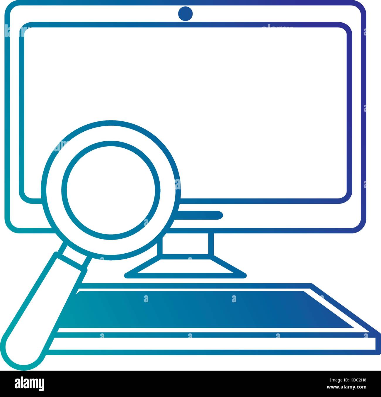 computer desktop with magnifying glass vector illustration design Stock ...