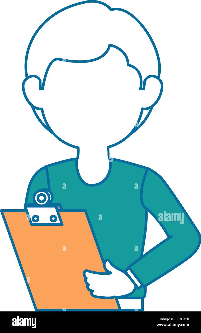 delivery worker with clipboard avatar character vector illustration ...