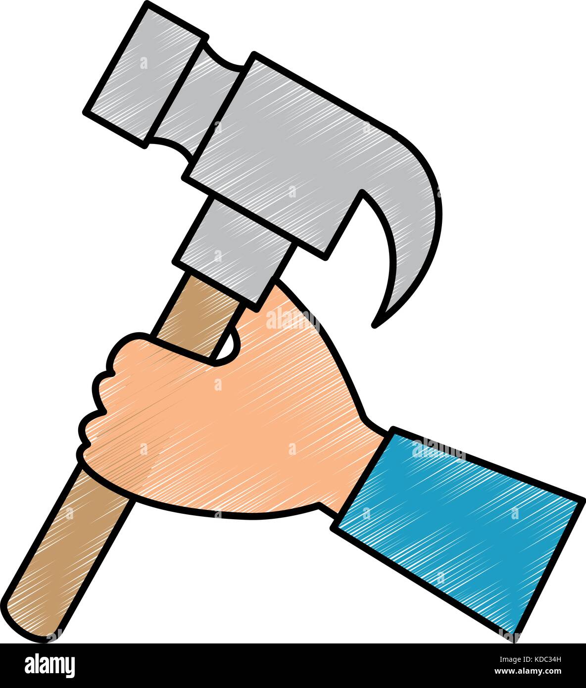 hand with hammer tool isolated icon vector illustration design Stock ...