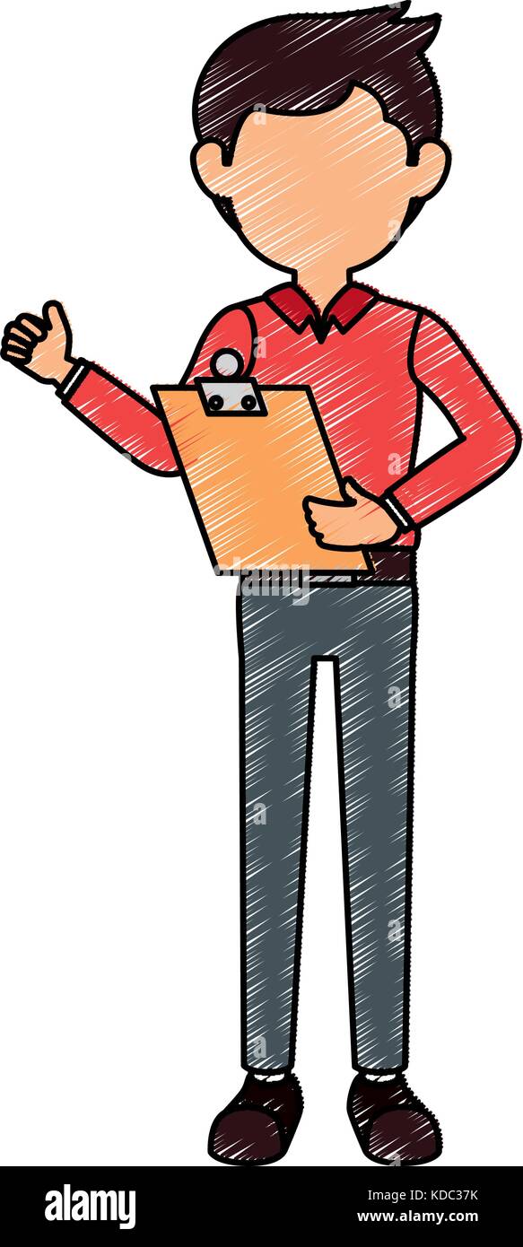 delivery worker with clipboard avatar character vector illustration ...