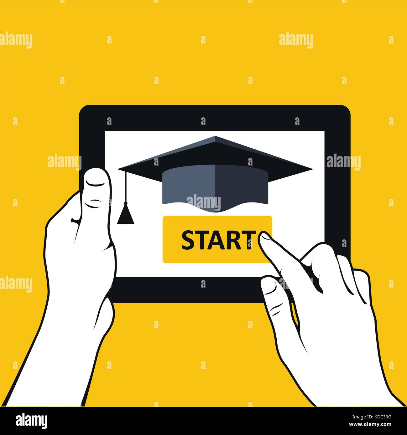 E-education and distance learning - hands with tablet pc Stock Vector ...