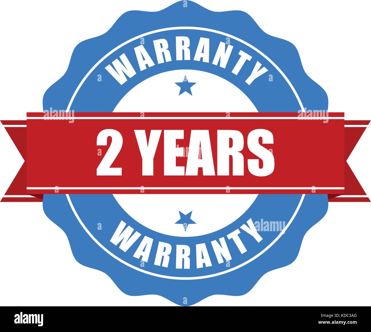 Two years warranty seal - round stamp Stock Vector