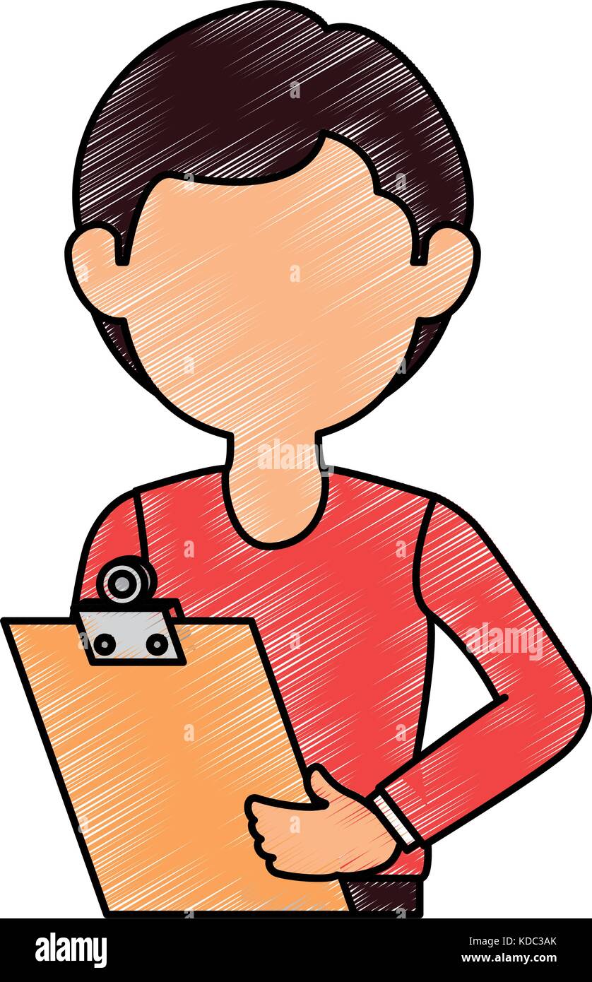 delivery worker with clipboard avatar character vector illustration ...